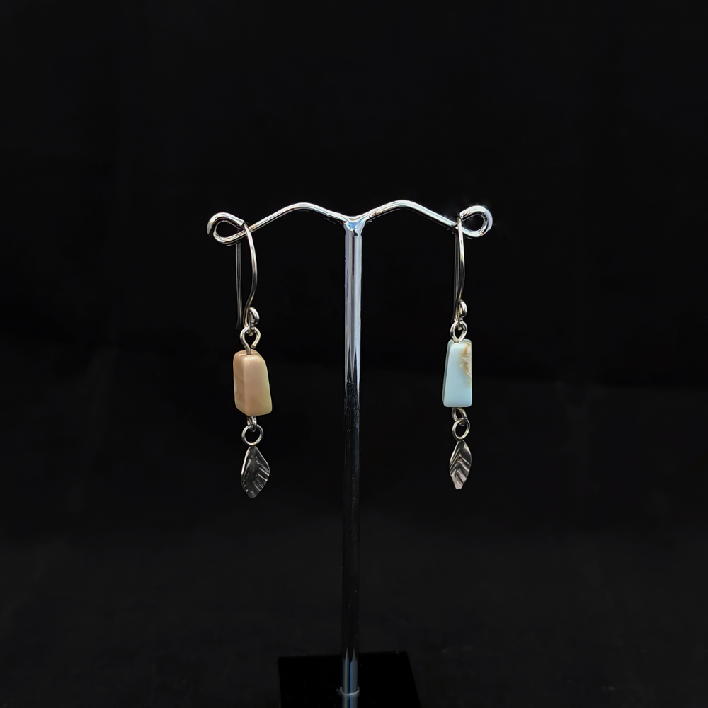 Aquamarine silver leaf earrings