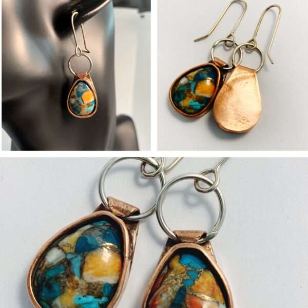 Turquoise Earrings Copper & Silver With Beautiful Colours Sue Woledge
