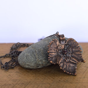 copper grape leaf necklace