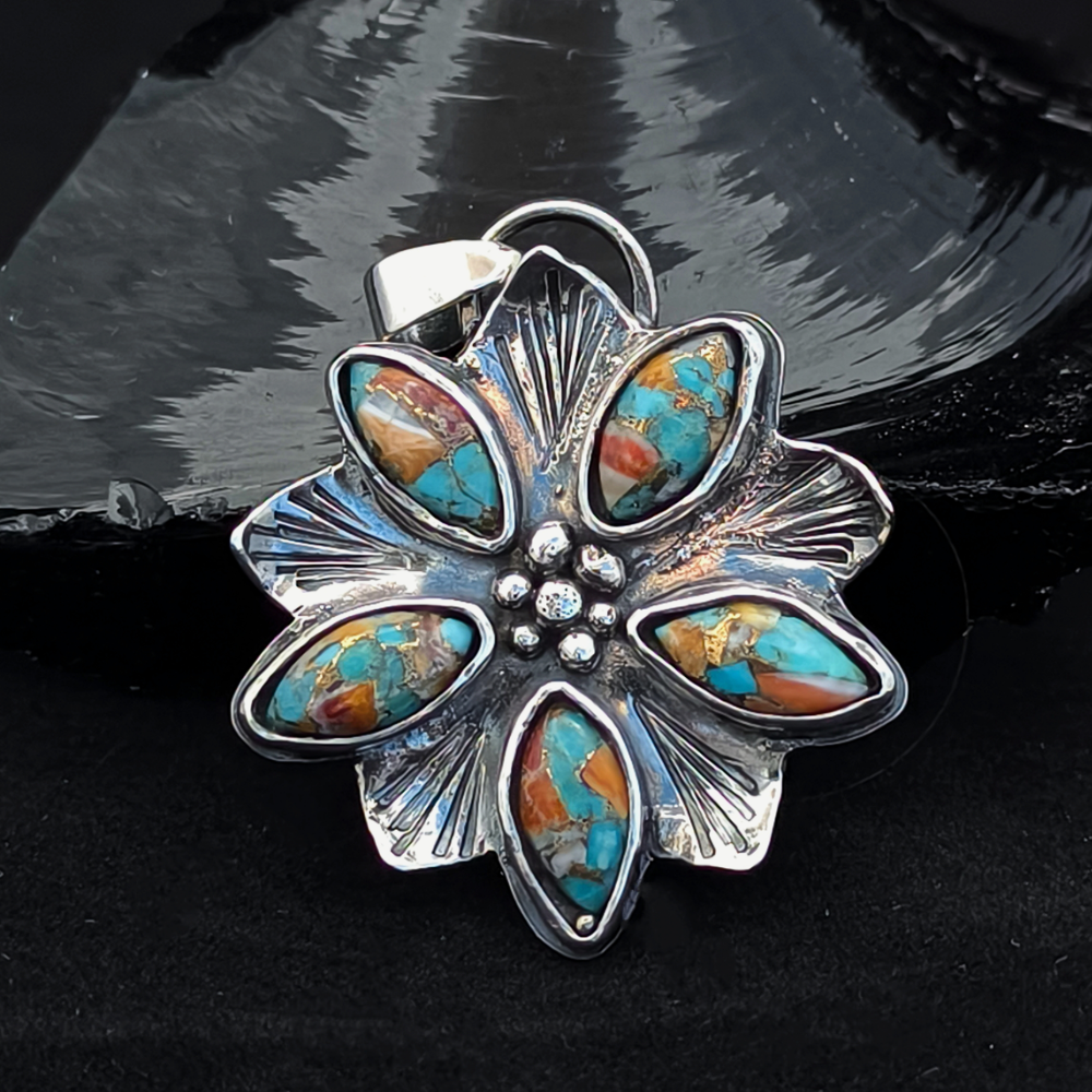 turquoise flower pendant