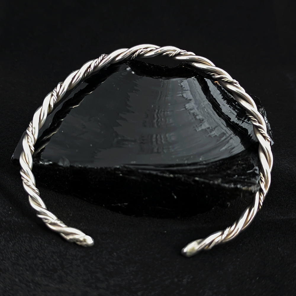 Twisted wire silver bangle