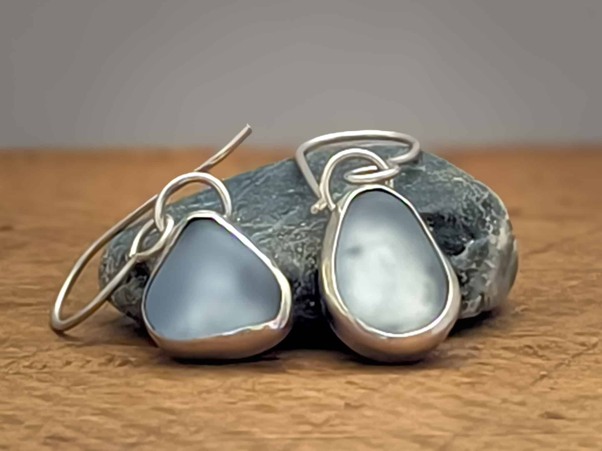 Blue sea glass earrings