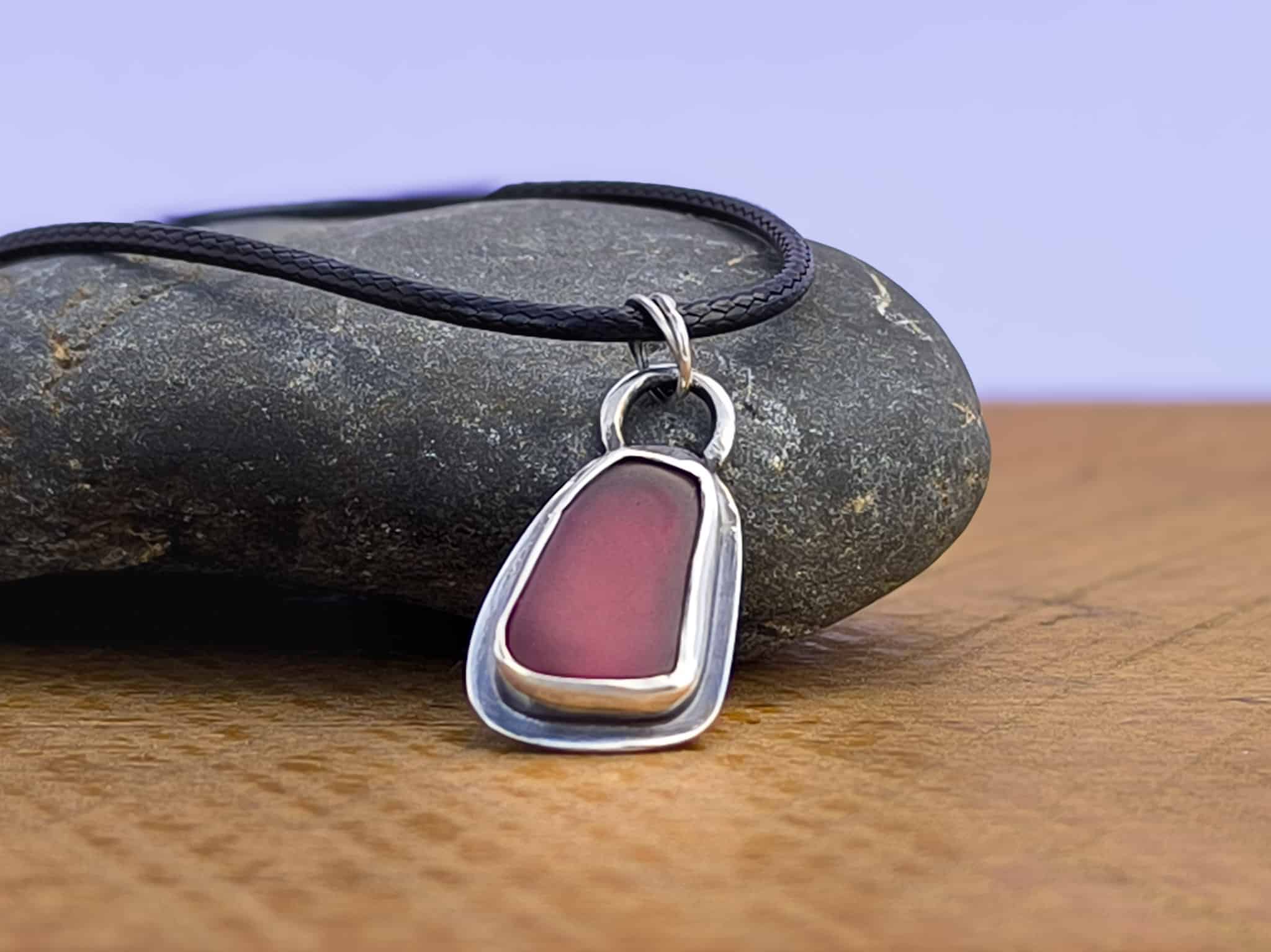 Red sea glass pendant